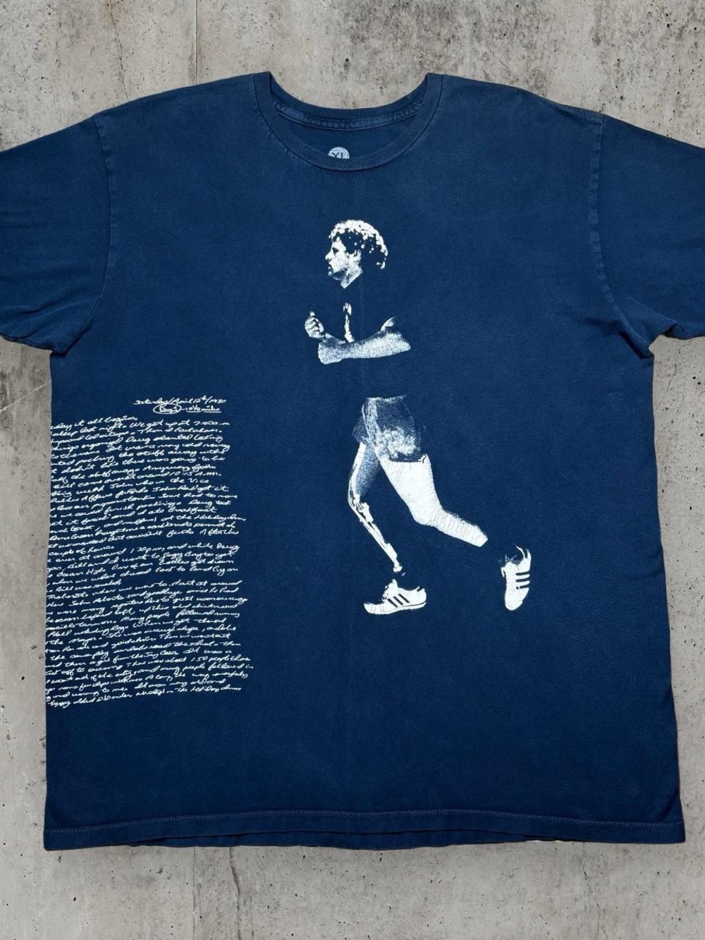 Terry Fox Marathon of Hope T-Shirt XL Navy All Over Graphic Canada Running Y2K